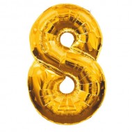 Воздушный шар цифра "8" золотая